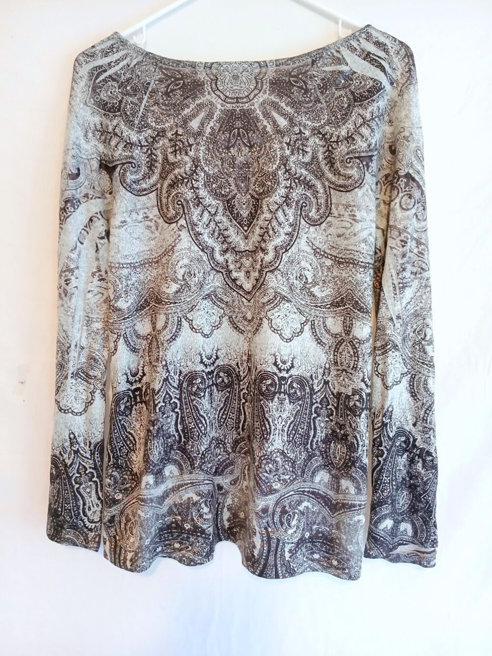 World Unity Black White Paisley Tassel-Tie Top Shirt S Festival Boho Cottagecore - Picture 6 of 7